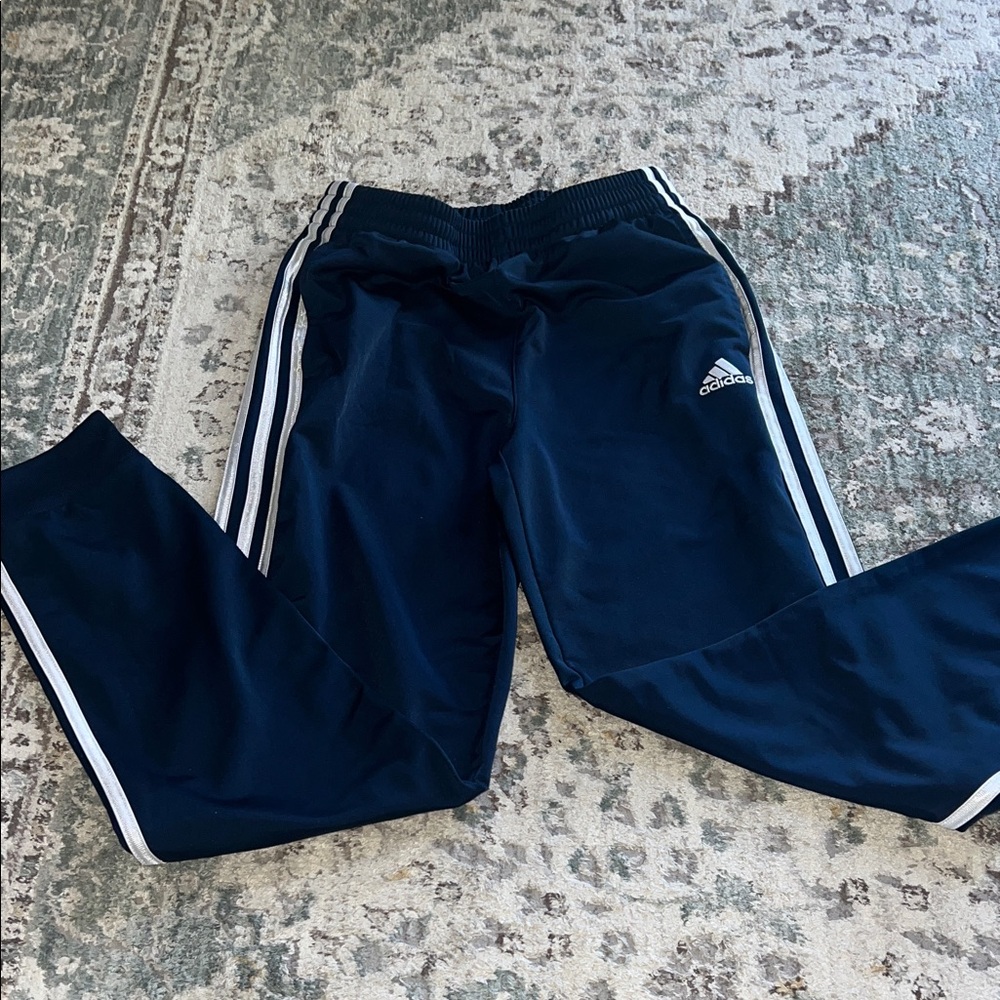 Adidas Kids Dark Blue Joggers with White Stripes